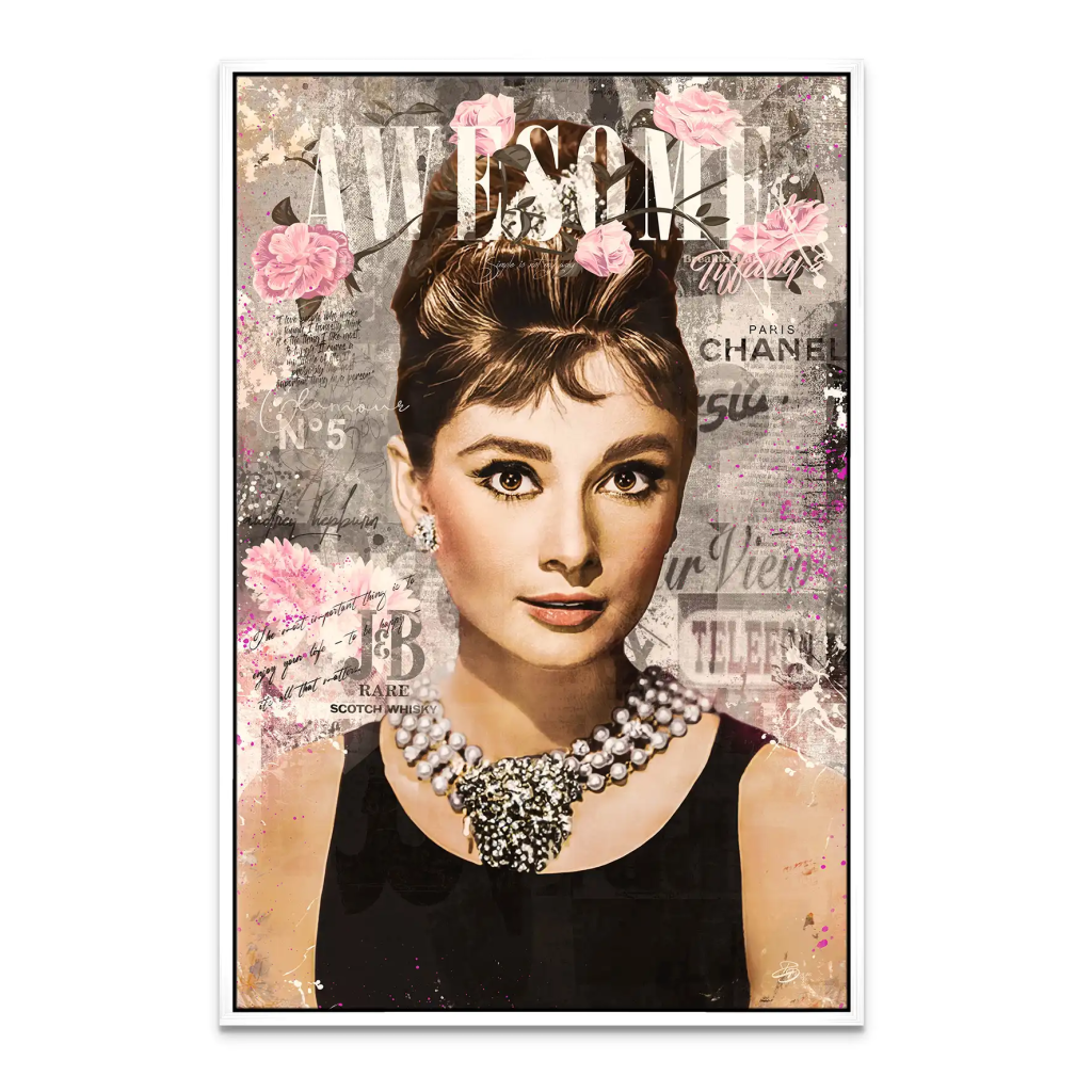 Audrey Hepburn Awesome Retro Pop Art Leinwand Bild INGALERIE