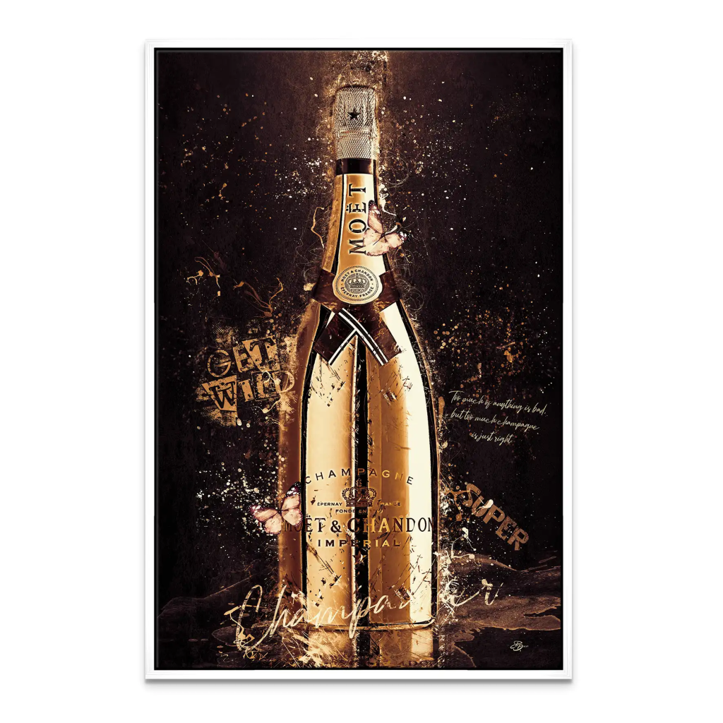 Champagner Retro Style Leinwand Bild INGALERIE