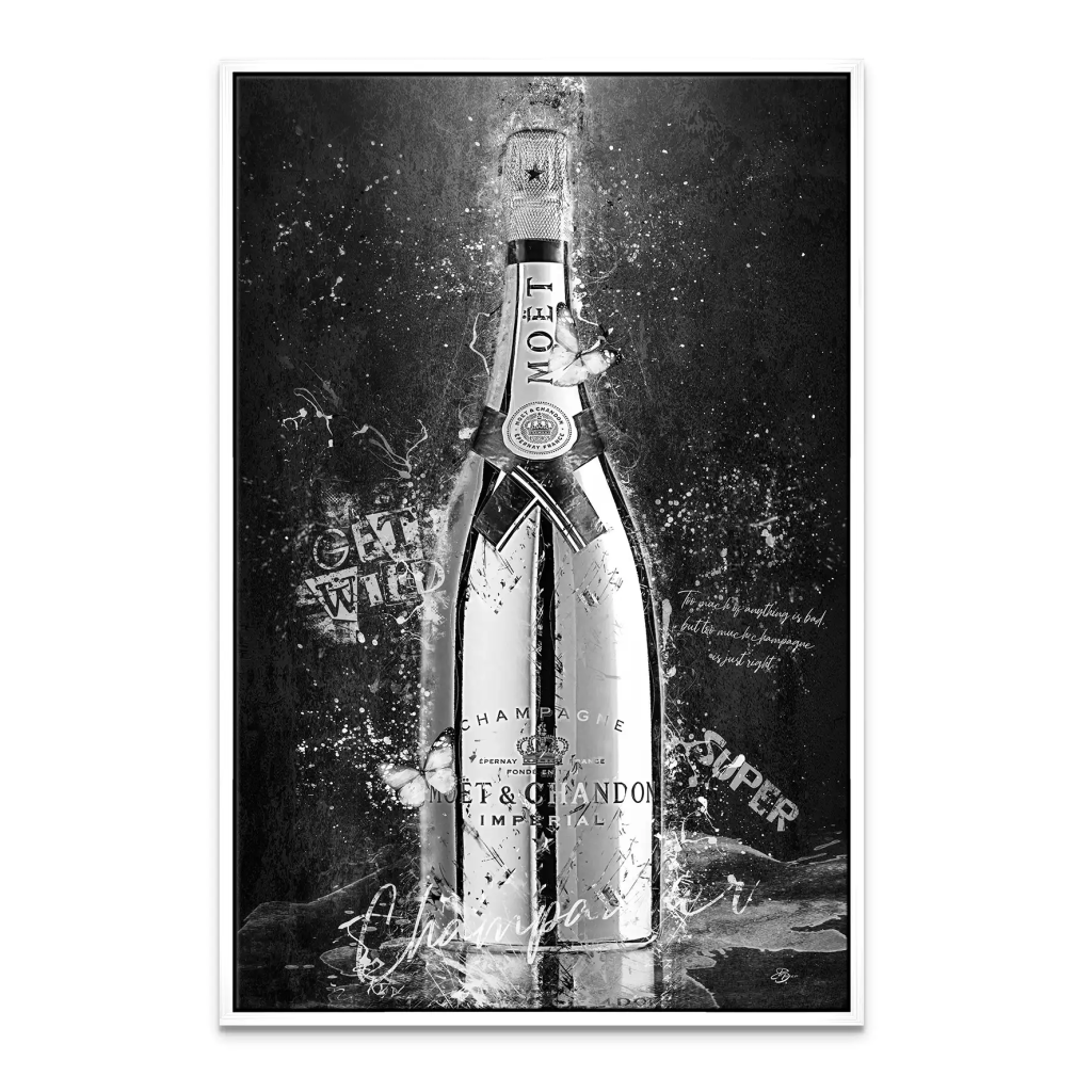 Champagner Black & White Leinwand Bild INGALERIE