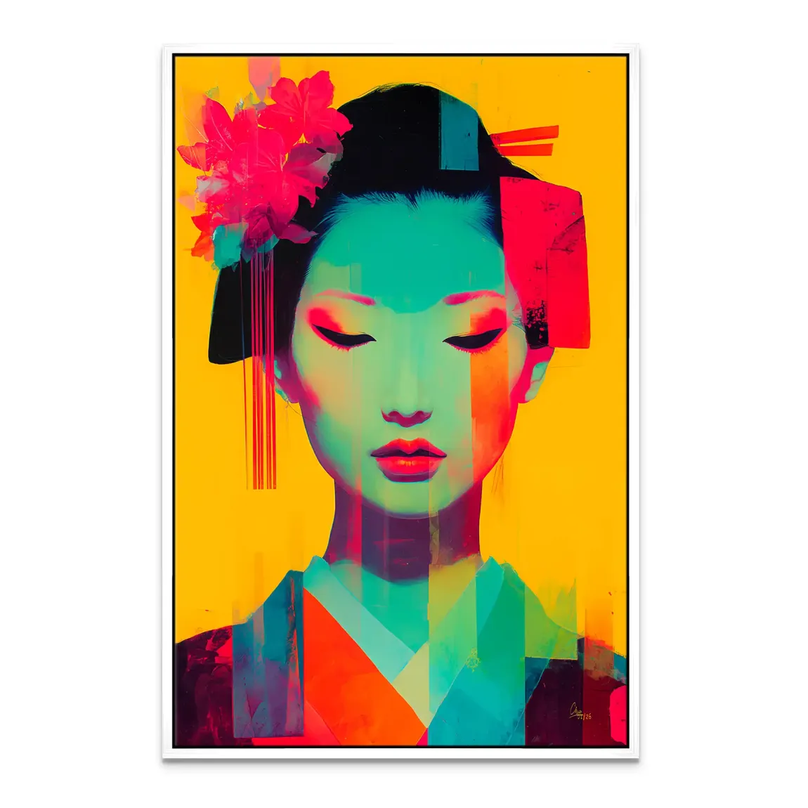 Geisha Neon Pop Leinwand Bild