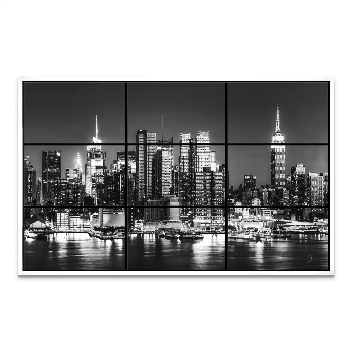New York Black Skyline Leinwand Bild