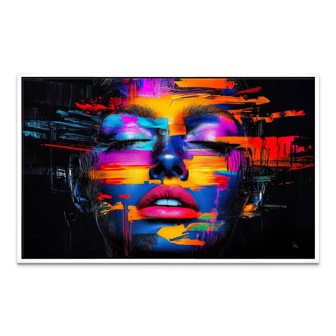 Neon Frauenportrait Leinwand Bild