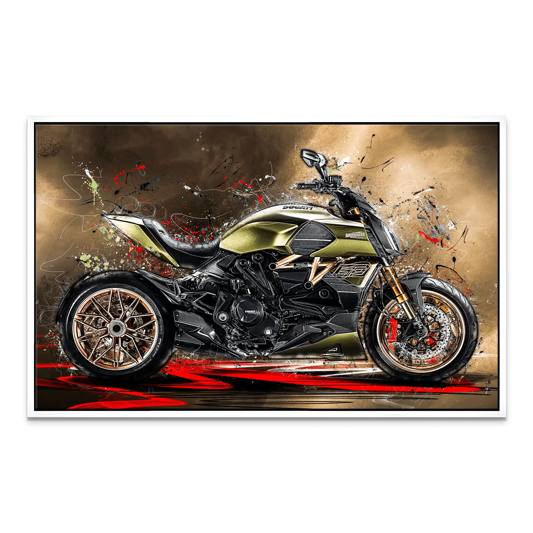 Ducati Diavel Lambo Retro Leinwand Bild INGALERIE