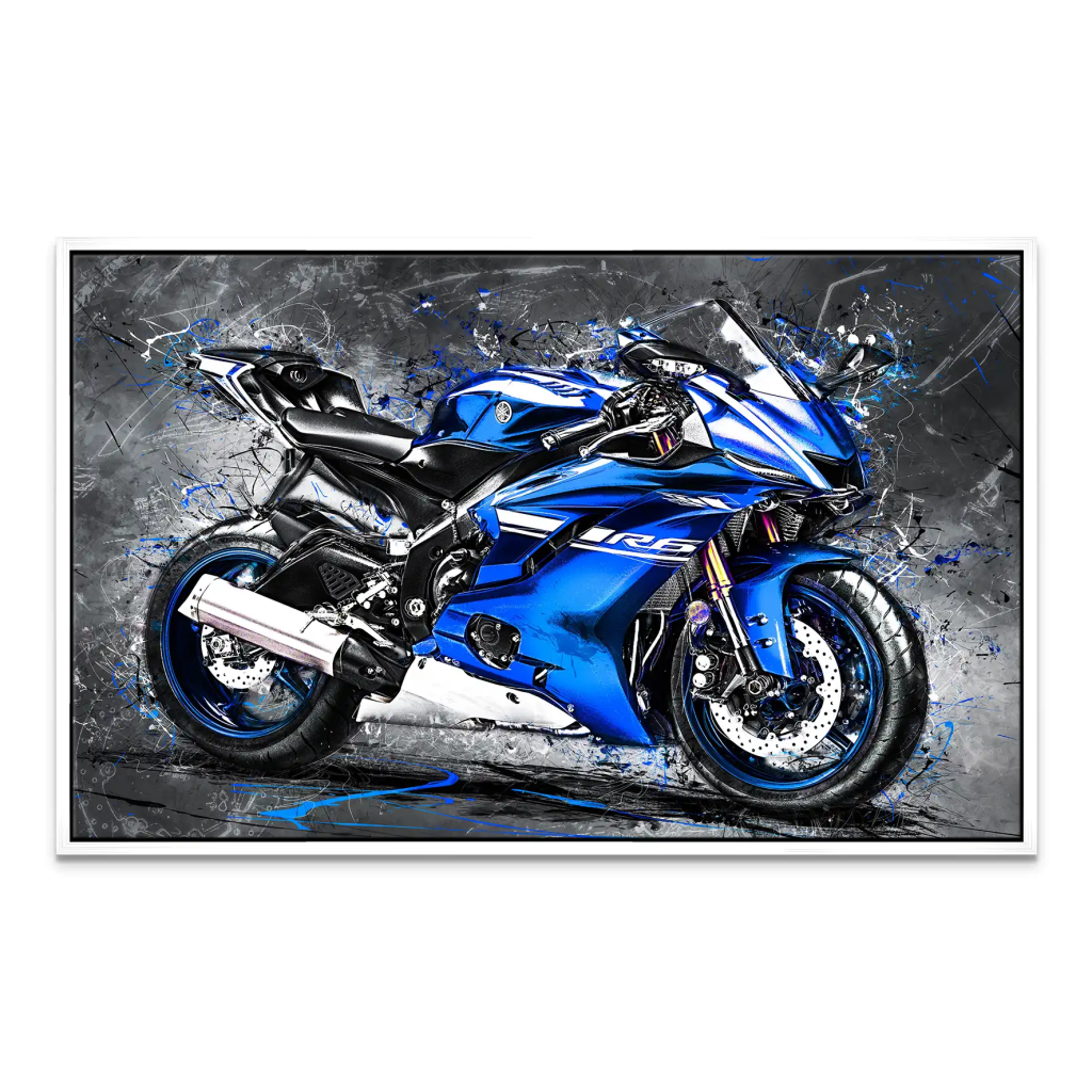 Yamaha R6 Abstrakt Blau Leinwand Bild INGALERIE