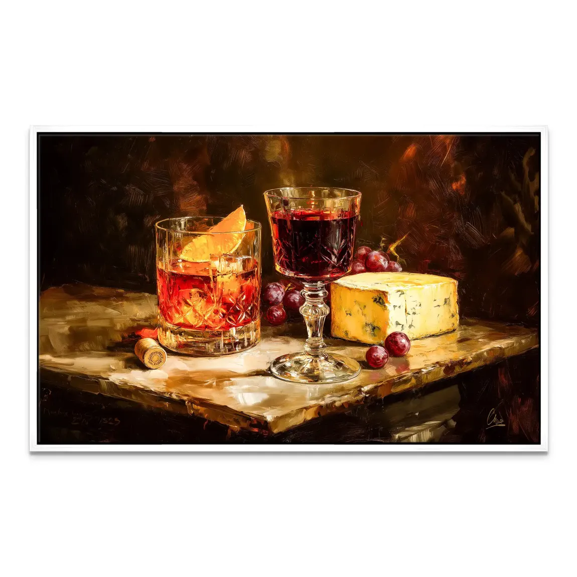 Wein & Käse Leinwand Bild
