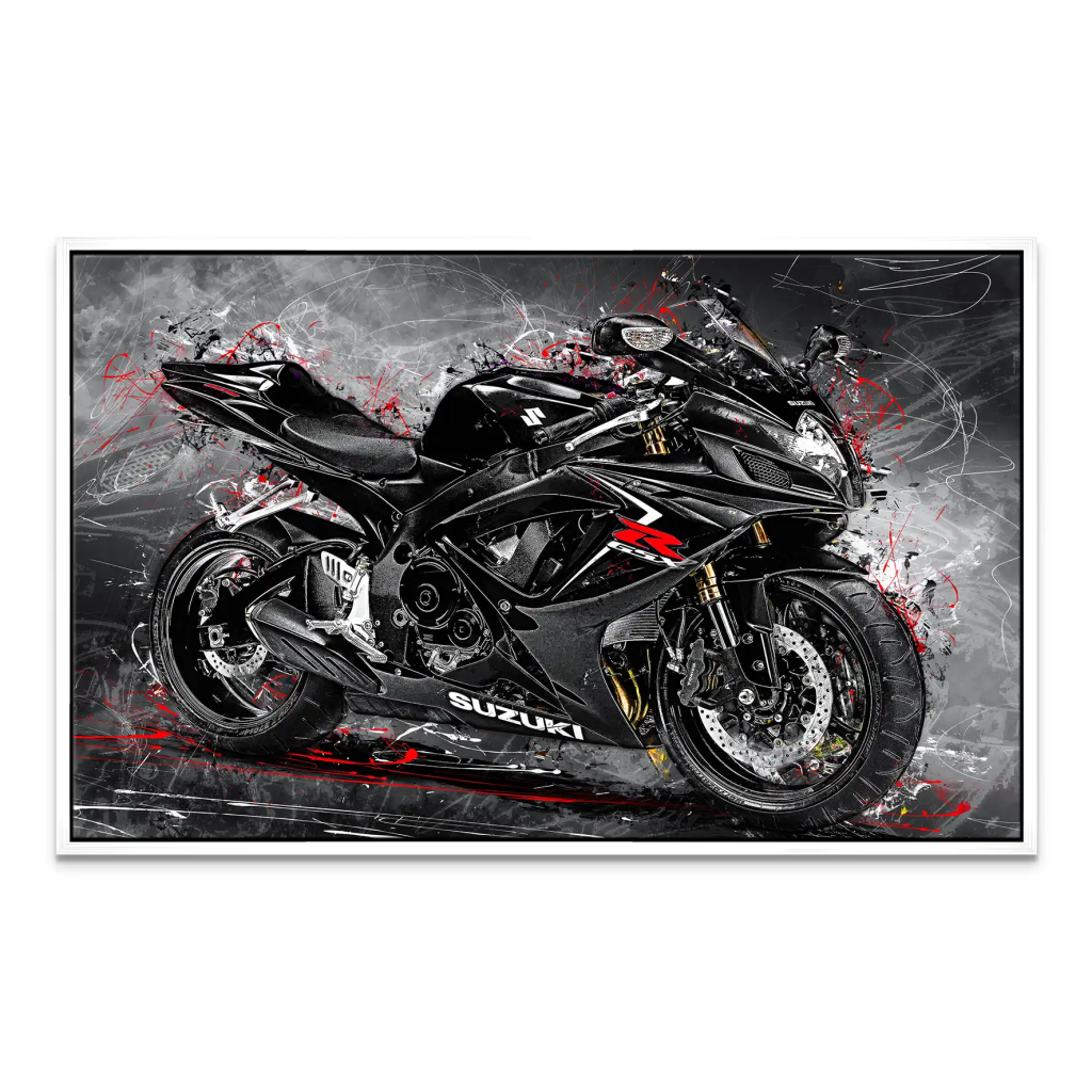 Suzuki GSXR 600 Abstrakt Black Leinwand Bild INGALERIE