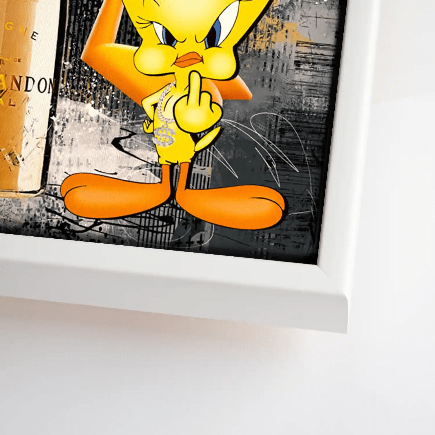 Duffy & Tweety Champagner Pop Art Leinwand Bild INGALERIE