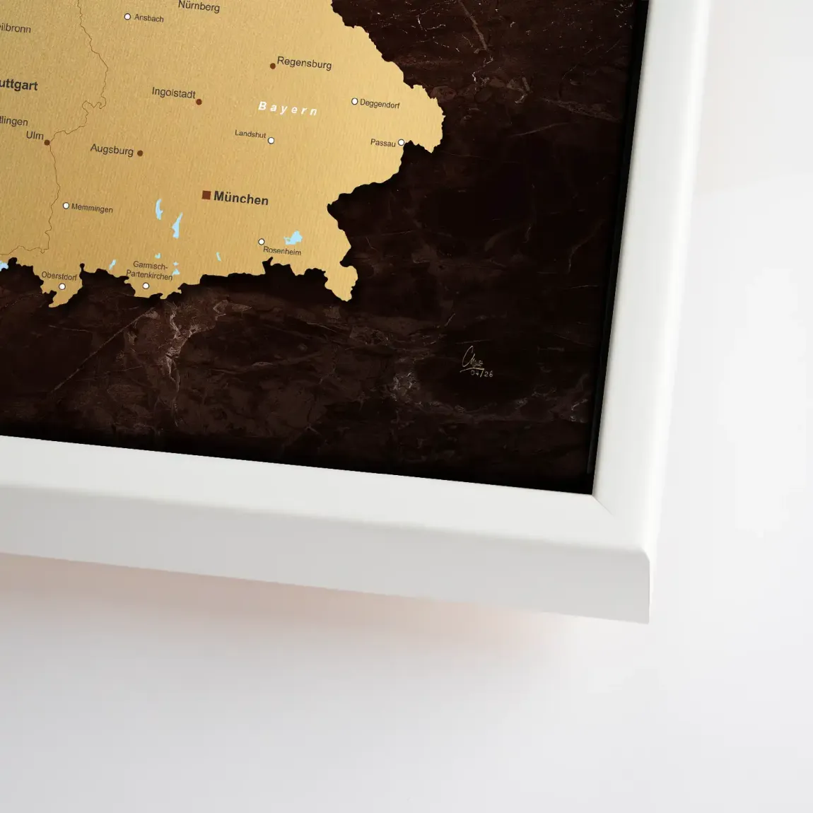 Deutschland Karte Gold Leinwand Bild