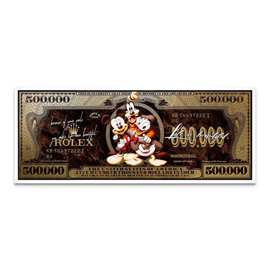 Micky Goofy Donald Retro Dollar Leinwand Bild INGALERIE