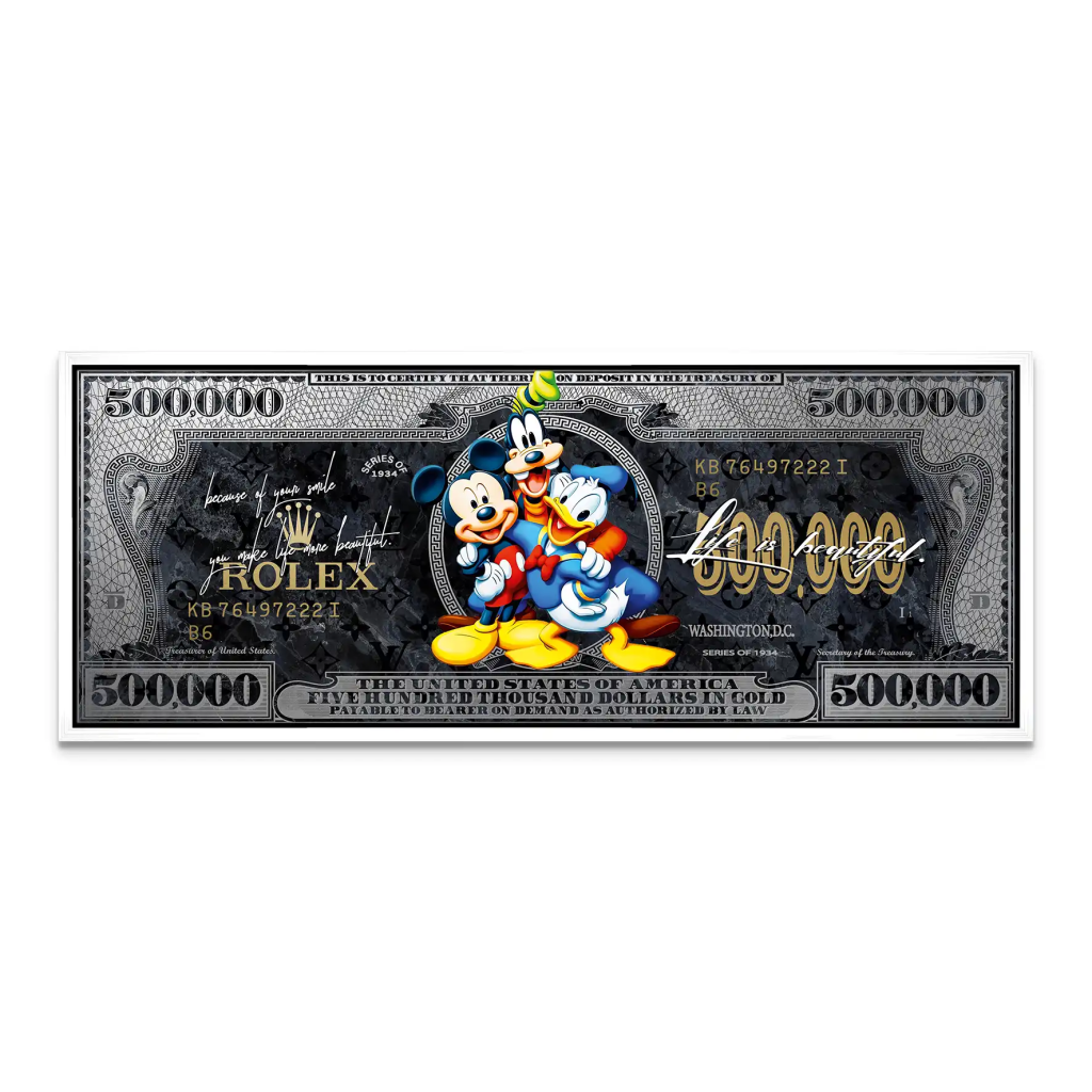 Micky Goofy Donald Dollar Leinwand Bild INGALERIE