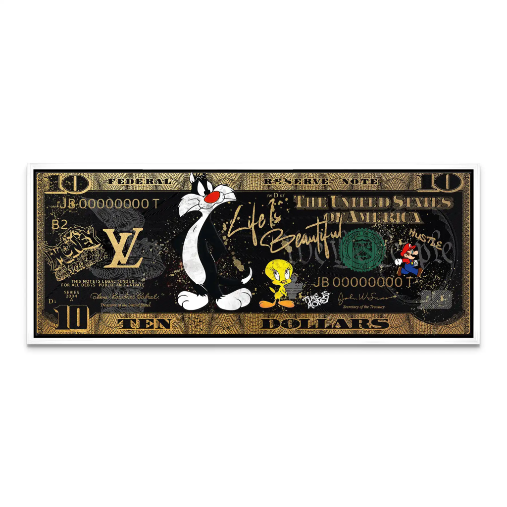 Tweety und Sylvester Black Dollar Leinwand Bild INGALERIE