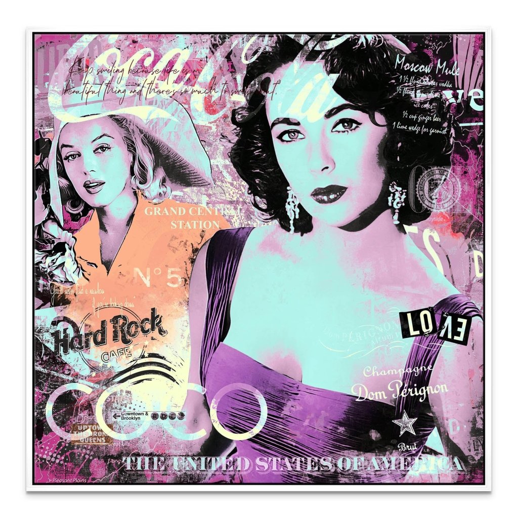 Marilyn & Liz Pop Art Color Style Leinwand Bild INGALERIE