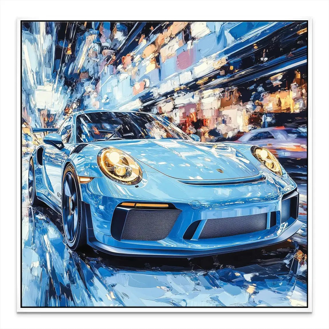 Porsche 911 Abstrakt Blue Leinwand Bild INGALERIE