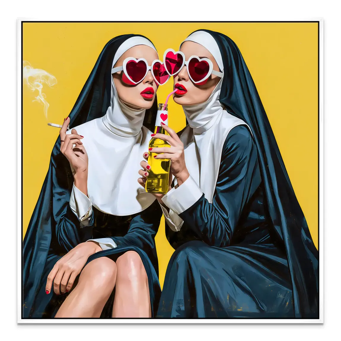 Nonnen Popart Leinwand Bild