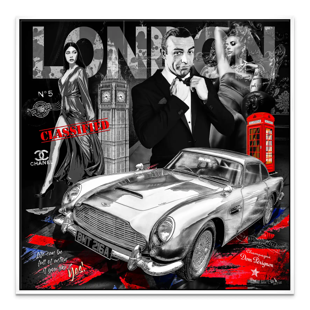 James Bond Retro Style Leinwand Bild INGALERIE