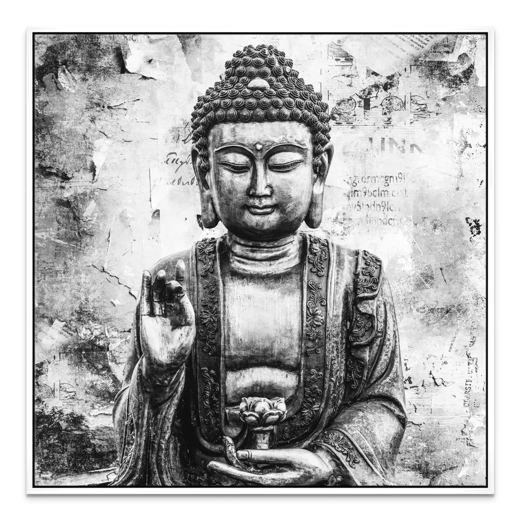 Buddha Abstrakt Black & White Leinwand Bild INGALERIE