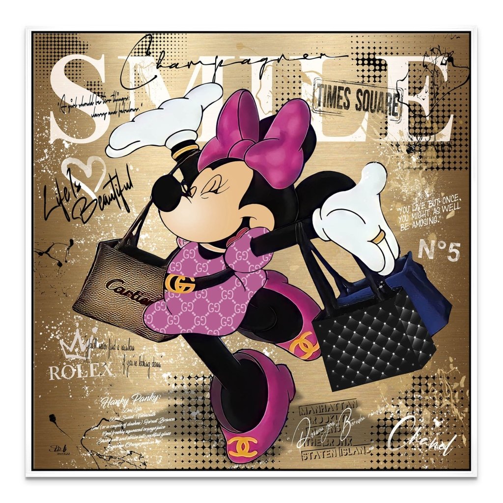 Minnie Smile Gold Pop Art Leinwand Bild INGALERIE