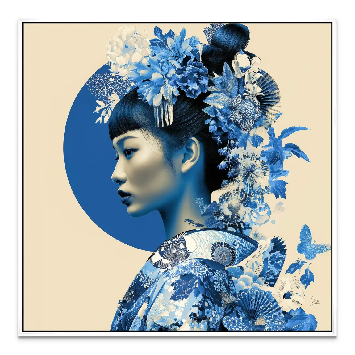 Blue Lotus Geisha Leinwand Bild