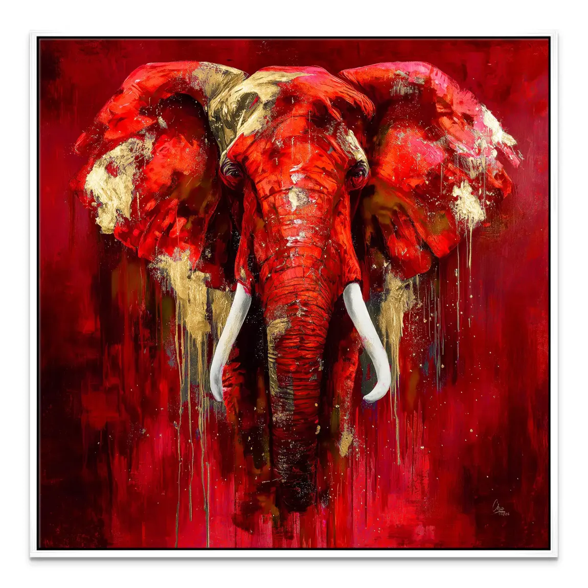 Roter Elefant Leinwand Bild