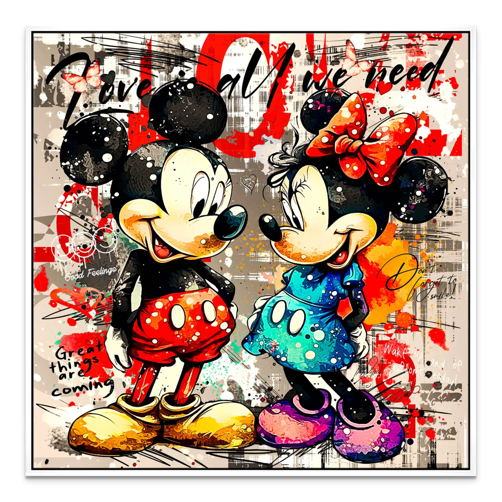 Micky Minnie Love Retro Leinwand Bild INGALERIE