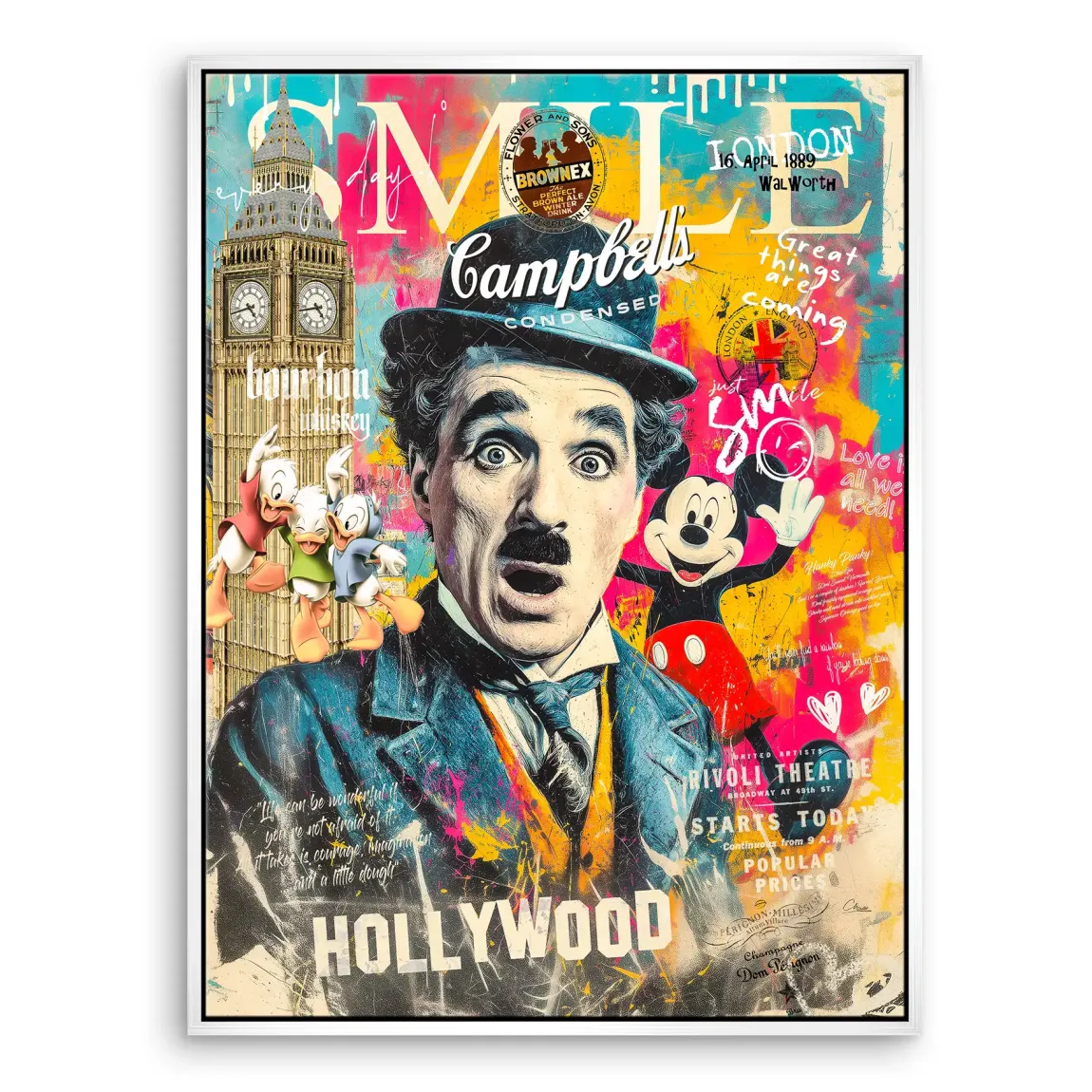 Smile Charlie & Micky Pop Art Leinwand Bild INGALERIE