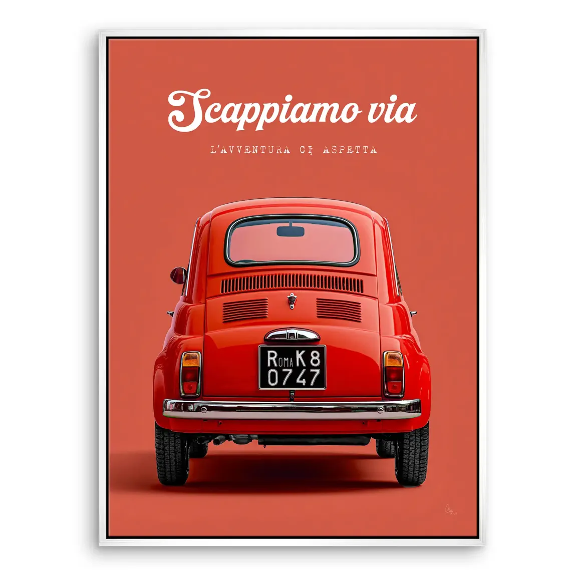 Fiat 500 Rosso Leinwand Bild