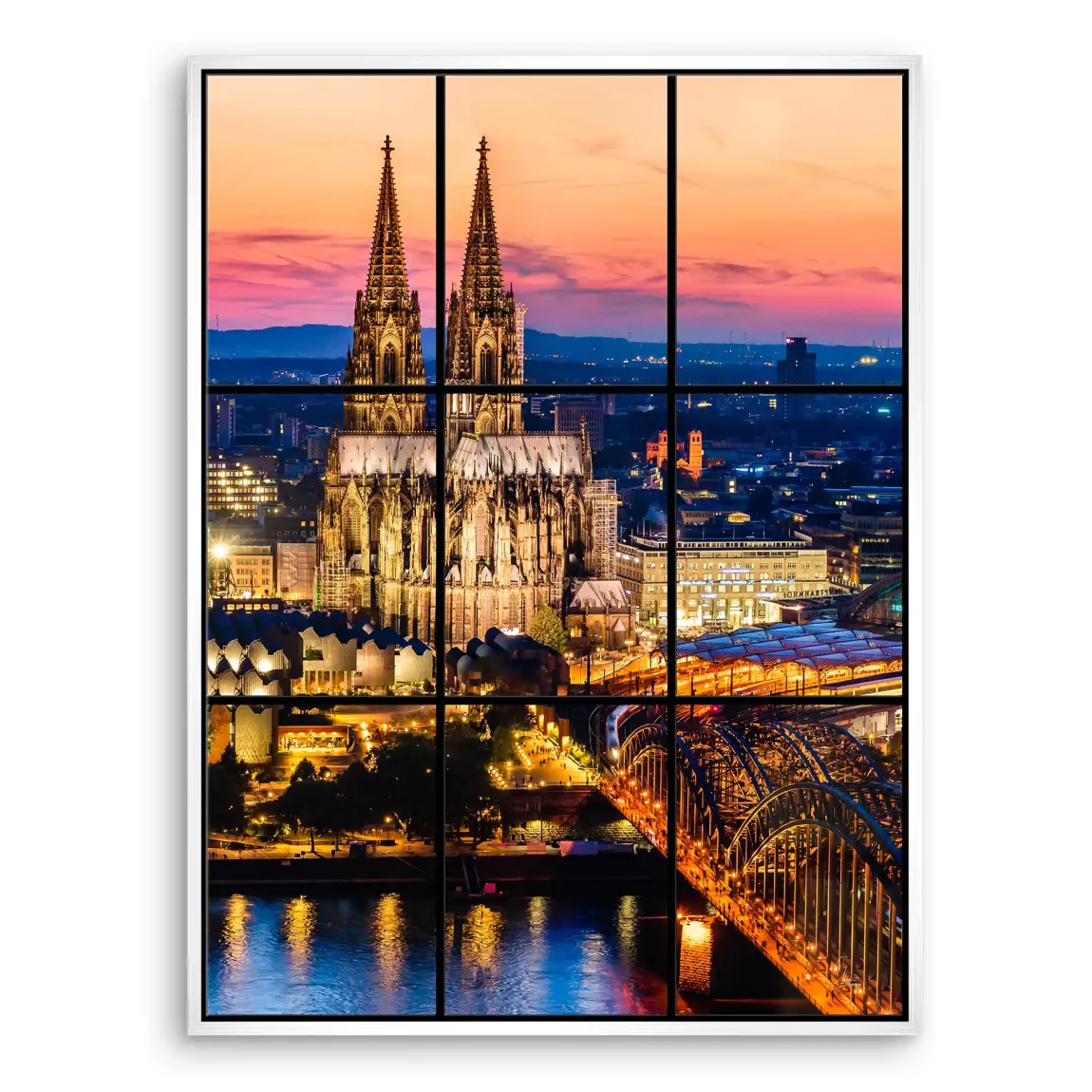 Köln City Lights Leinwand Bild