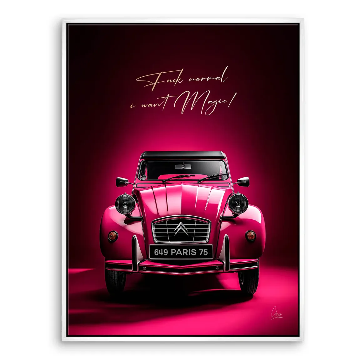 Pink Magic 2CV Leinwand Bild