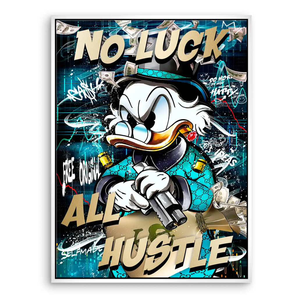 Dagobert Duck All Hustle Pop Art Leinwand Bild INGALERIE