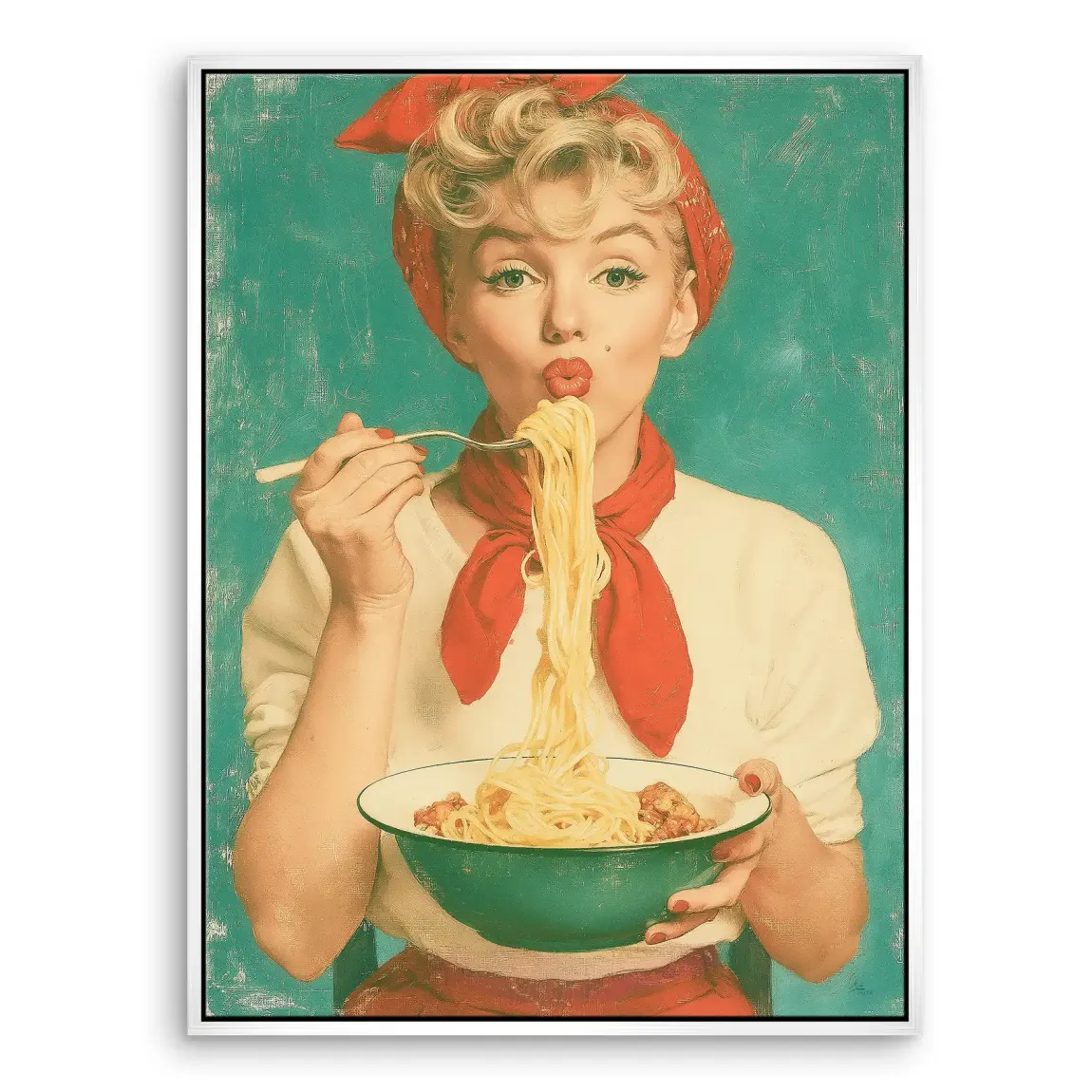 Marilyn Monroe Spaghetti Leinwand Bild