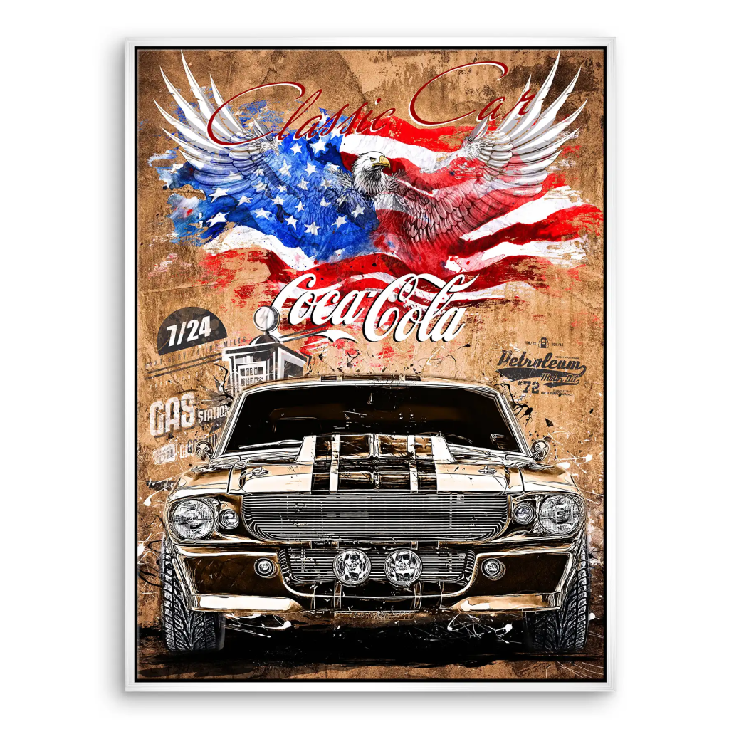 Ford Mustang Pop Art Vintage Style Leinwand Bild INGALERIE