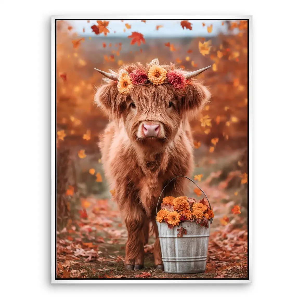 Herbstliebe Highland Leinwand Bild