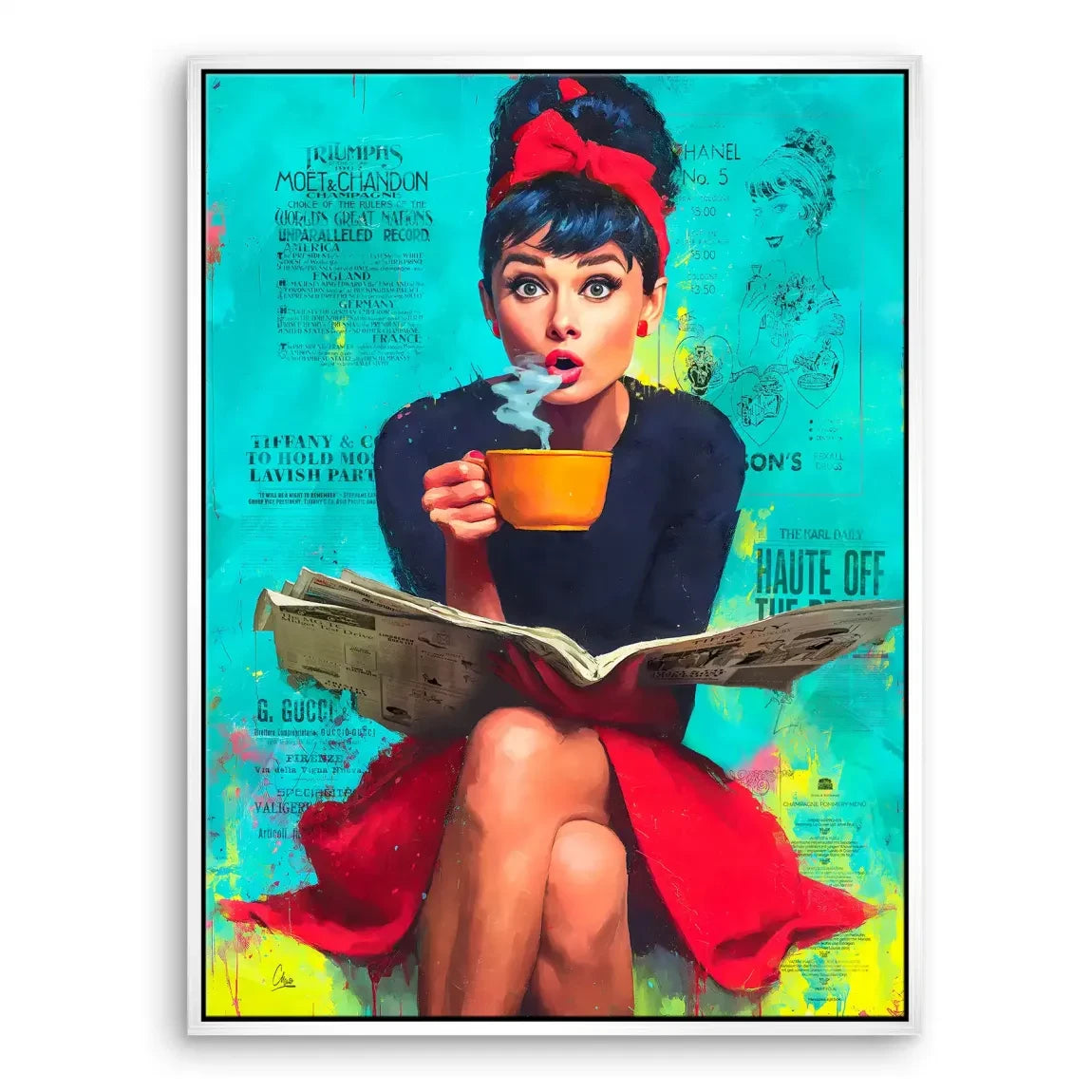 Audrey Hepburn News Pop Art Leinwand Bild INGALERIE