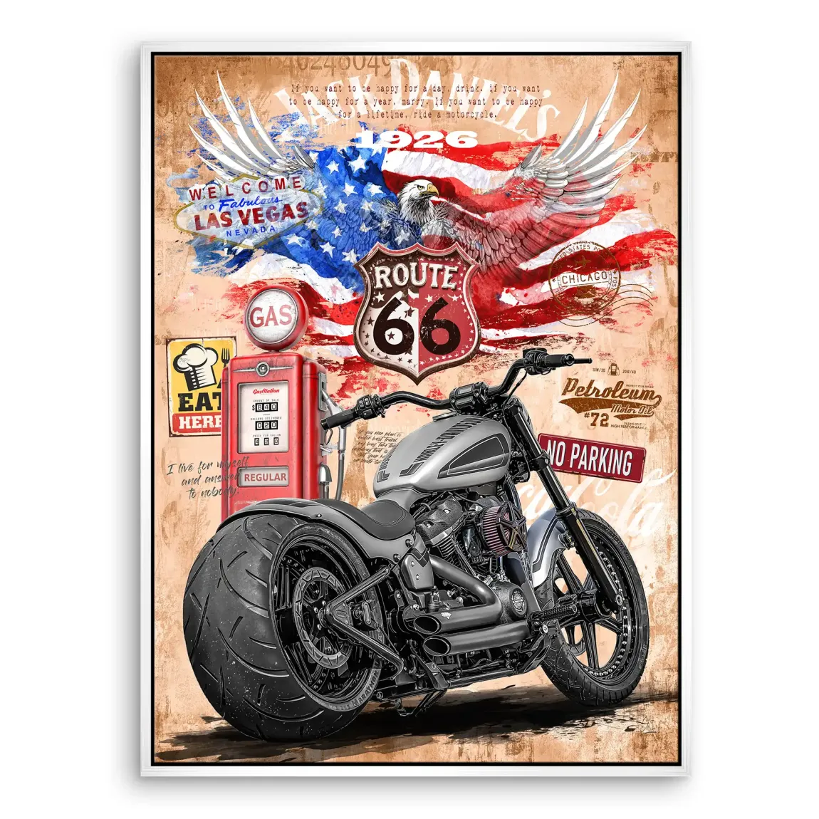 Harley Route 66 Leinwand Bild