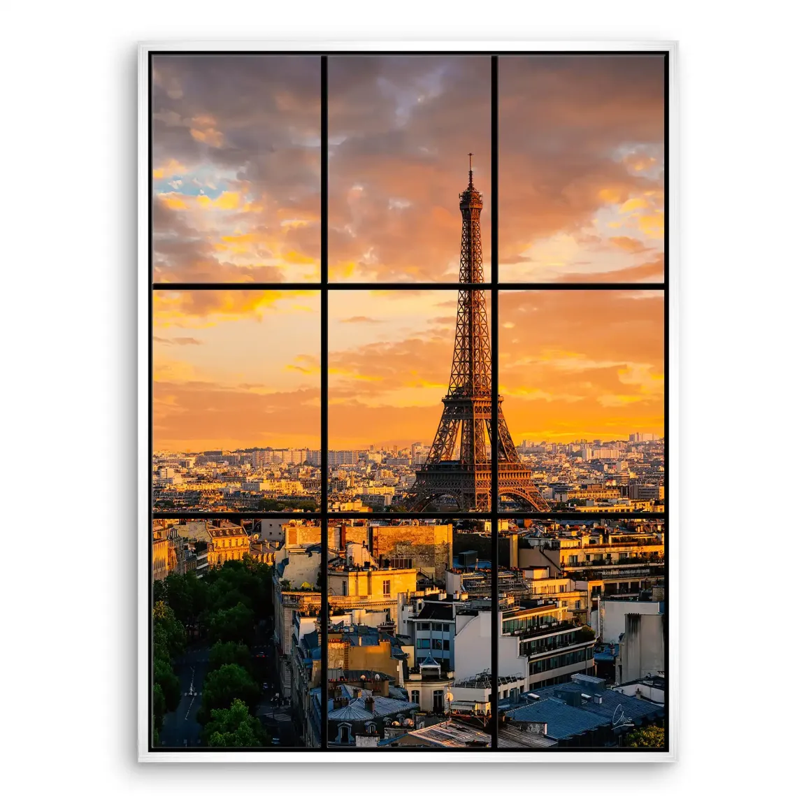 Sunset View Paris Leinwand Bild