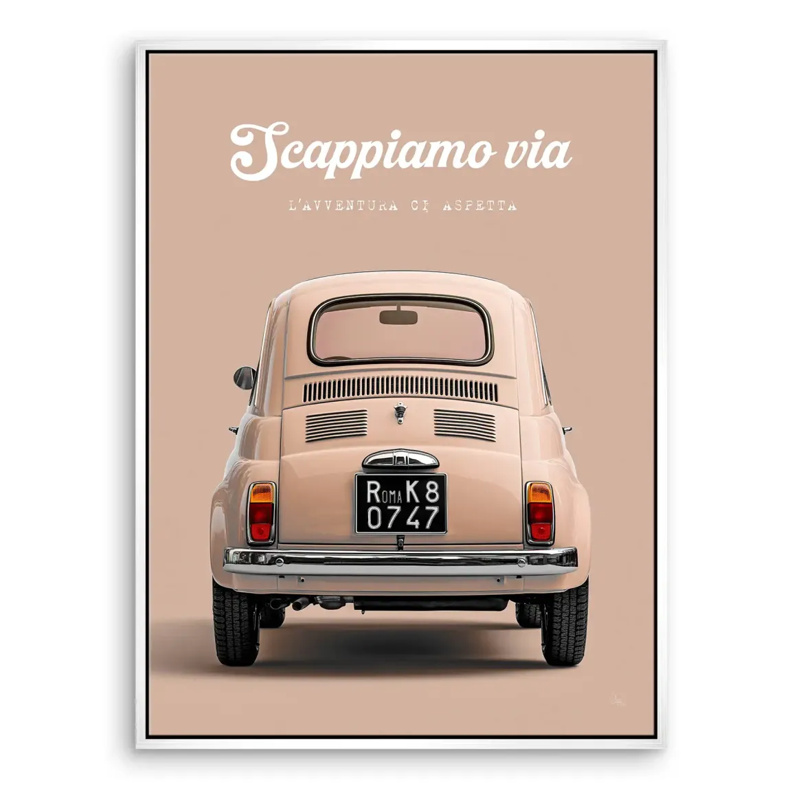 Fiat 500 Crema Leinwand Bild