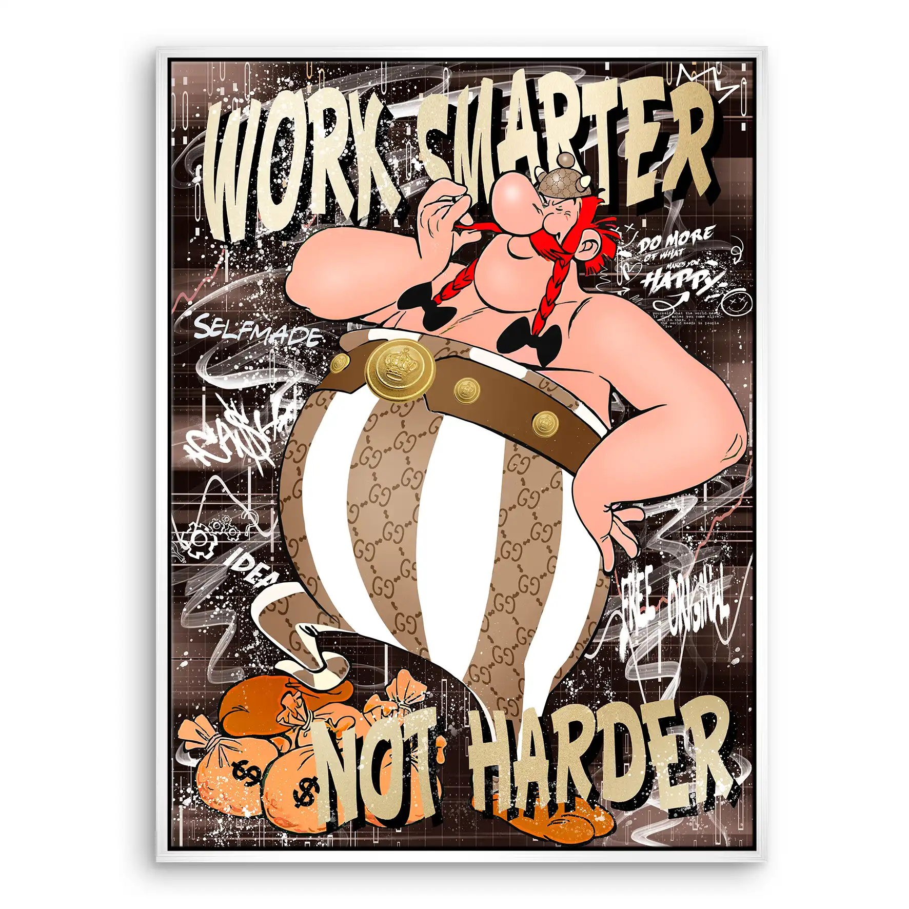 Obelix Work Smarter Retro Leinwand Bild INGALERIE